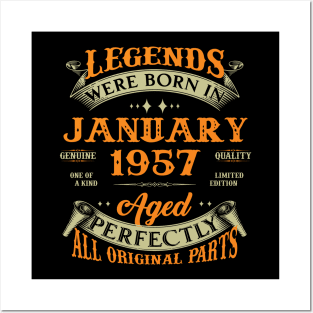 66th Birthday Gift Legends Born In January 1957 66 Years Old Posters and Art